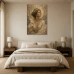 Crescent Crown Celestial Feminine Wall Art Canvas Print showcased in an elegant minimalist interior
