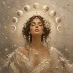 Lunar Bloom Celestial Feminine Wall Art Canvas Print