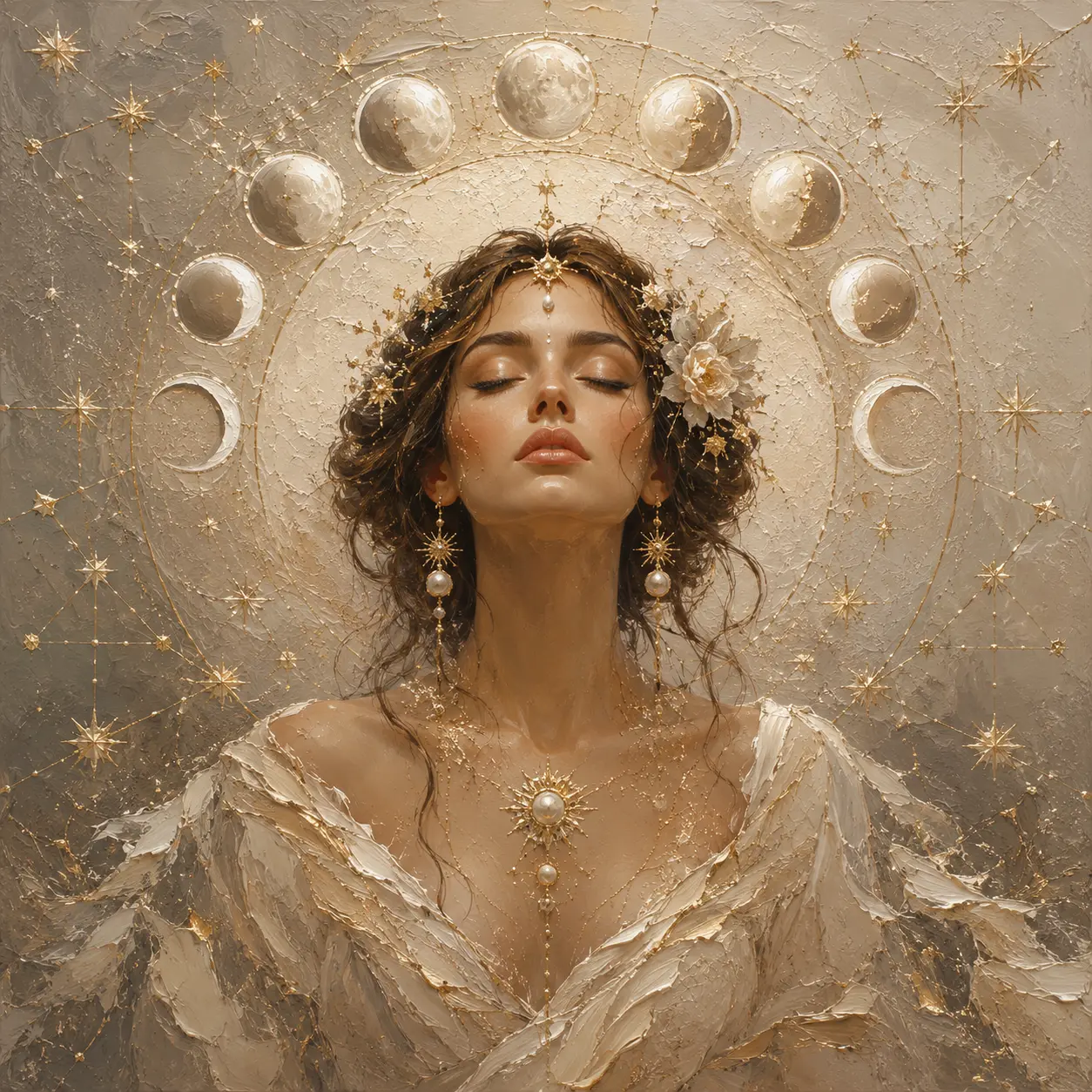 Lunar Bloom Celestial Feminine Wall Art Canvas Print