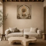 Moon Sanctuary Celestial Feminine Wall Art Canvas Print presented in a sophisticated home setting