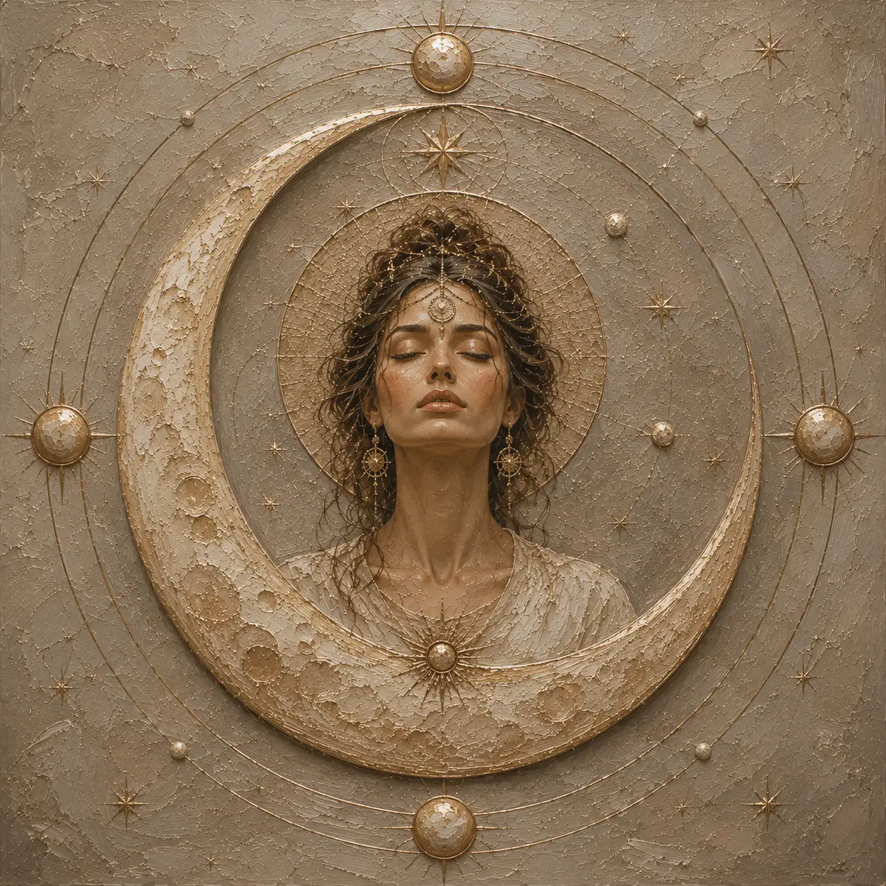 Lunar Oracle Celestial Feminine Wall Art Canvas Print