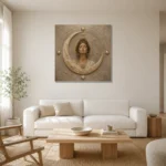 Lunar Oracle Celestial Feminine Wall Art Canvas Print styled in a refined neutral interior