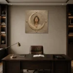 Lunar Oracle Celestial Feminine Wall Art Canvas Print displayed in a contemporary gallery-inspired room