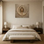 Lunar Oracle Celestial Feminine Wall Art Canvas Print showcased in an elegant minimalist interior