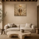 Solar Ascension Celestial Feminine Wall Art Canvas Print presented in a sophisticated home setting