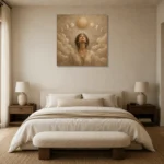 Solar Ascension Celestial Feminine Wall Art Canvas Print showcased in an elegant minimalist interior