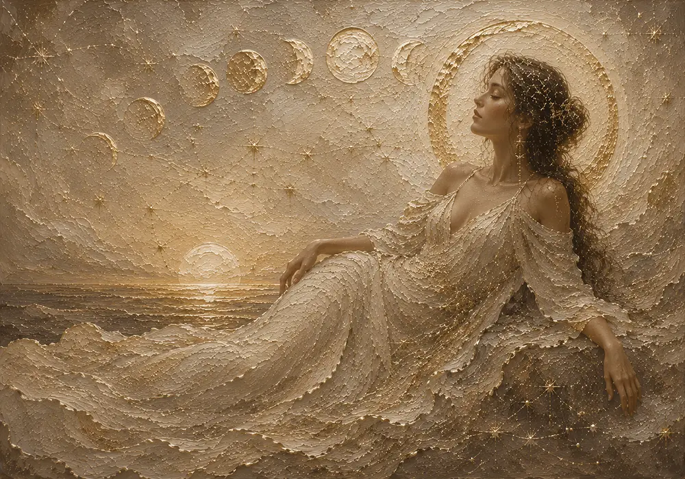 Lunar Tide Muse Celestial Feminine Wall Art Canvas Print