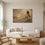 Lunar Tide Muse Celestial Feminine Wall Art Canvas Print styled in a refined neutral interior
