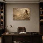 Lunar Tide Muse Celestial Feminine Wall Art Canvas Print displayed in a contemporary gallery-inspired room