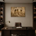 Moon Sisters Celestial Feminine Wall Art Canvas Print displayed in a contemporary gallery-inspired room