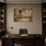 Eclipse Observatory Celestial Feminine Wall Art Canvas Print displayed in a contemporary gallery-inspired room