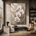 White Orchid Living Room Wall Art Canvas Print - Image 2