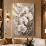 White Orchid Living Room Wall Art Canvas Print - Image 3