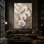 White Orchid Living Room Wall Art Canvas Print - Image 4