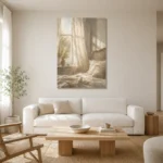 Sunlit Window Bedroom Wall Art Canvas Print styled in a refined neutral interior