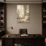Sunlit Window Bedroom Wall Art Canvas Print displayed in a contemporary gallery-inspired room