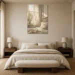 Sunlit Window Bedroom Wall Art Canvas Print showcased in an elegant minimalist interior