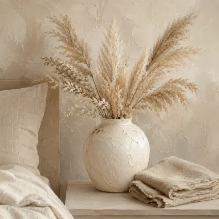 Pampas Grass Vase Serene Neutral Bedroom Wall Art Canvas Print