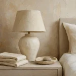 Ivory Ceramic Lamp Serene Neutral Bedroom Wall Art Canvas Print