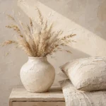 Dried Wheat Vase Serene Neutral Bedroom Wall Art Canvas Print
