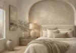 Arched Alcove Bedroom Serene Neutral Bedroom Wall Art Canvas Print
