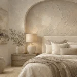 Arched Alcove Bedroom Serene Neutral Bedroom Wall Art Canvas Print