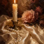 Candlelit Rose Romantic Bedroom Wall Art Canvas Print