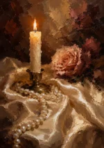 Candlelit Rose Romantic Bedroom Wall Art Canvas Print