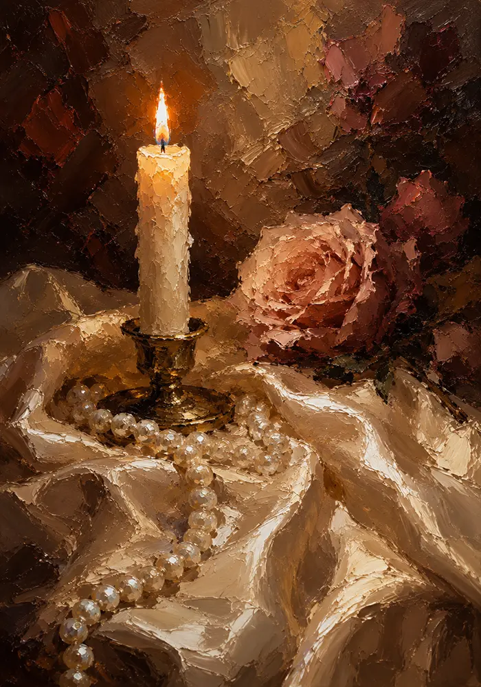 Candlelit Rose Romantic Bedroom Wall Art Canvas Print
