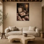 Pearl Earrings Romantic Bedroom Wall Art Canvas Print presented in a sophisticated home setting