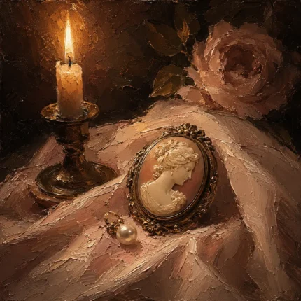 Candlelit Cameo Romantic Bedroom Wall Art Canvas Print
