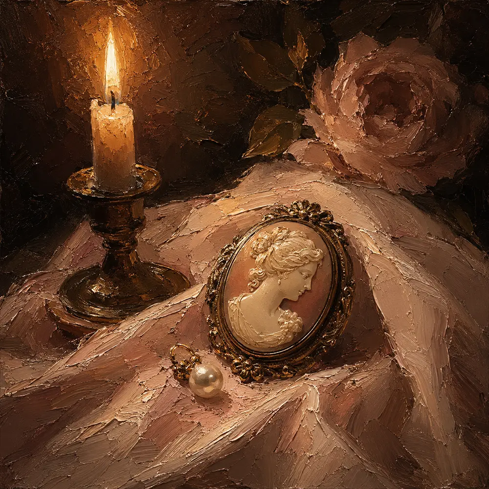 Candlelit Cameo Romantic Bedroom Wall Art Canvas Print