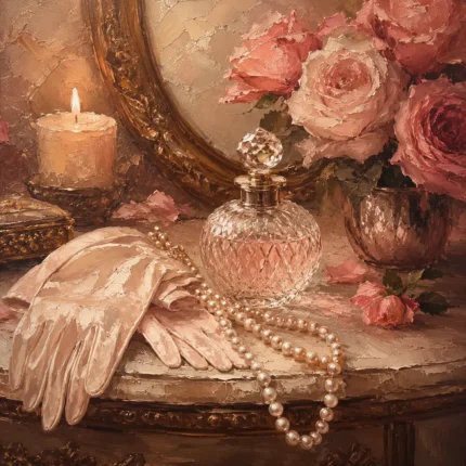 Crystal Perfume Vanity Romantic Bedroom Wall Art Canvas Print