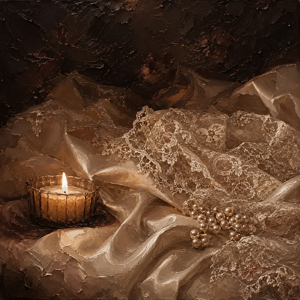 Lace and Pearls Romantic Bedroom Wall Art Canvas Print
