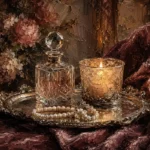 Candlelit Perfume Tray Romantic Bedroom Wall Art Canvas Print