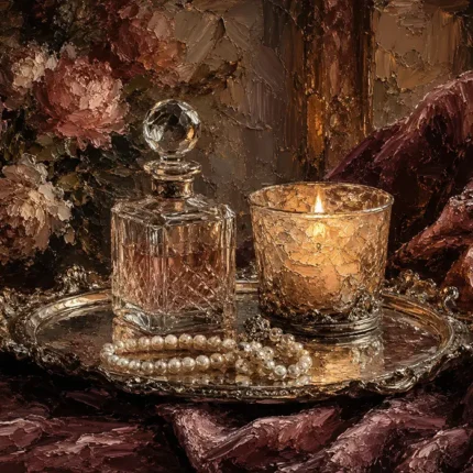 Candlelit Perfume Tray Romantic Bedroom Wall Art Canvas Print