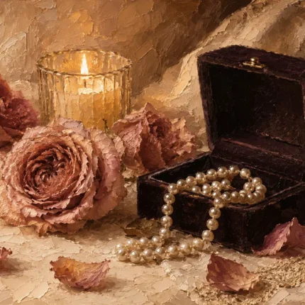 Pearl Jewelry Box Romantic Bedroom Wall Art Canvas Print