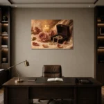 Pearl Jewelry Box Romantic Bedroom Wall Art Canvas Print displayed in a contemporary gallery-inspired room