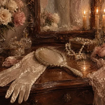 Vanity Mirror Romantic Bedroom Wall Art Canvas Print