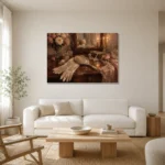 Vanity Mirror Romantic Bedroom Wall Art Canvas Print styled in a refined neutral interior