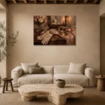 Vanity Mirror Romantic Bedroom Wall Art Canvas Print presented in a sophisticated home setting