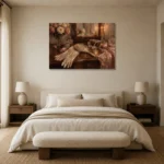 Vanity Mirror Romantic Bedroom Wall Art Canvas Print showcased in an elegant minimalist interior