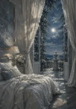 Moonlit Terrace Moonlit Bedroom Wall Art Canvas Print