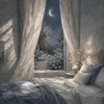 Crescent Moon Garden Moonlit Bedroom Wall Art Canvas Print
