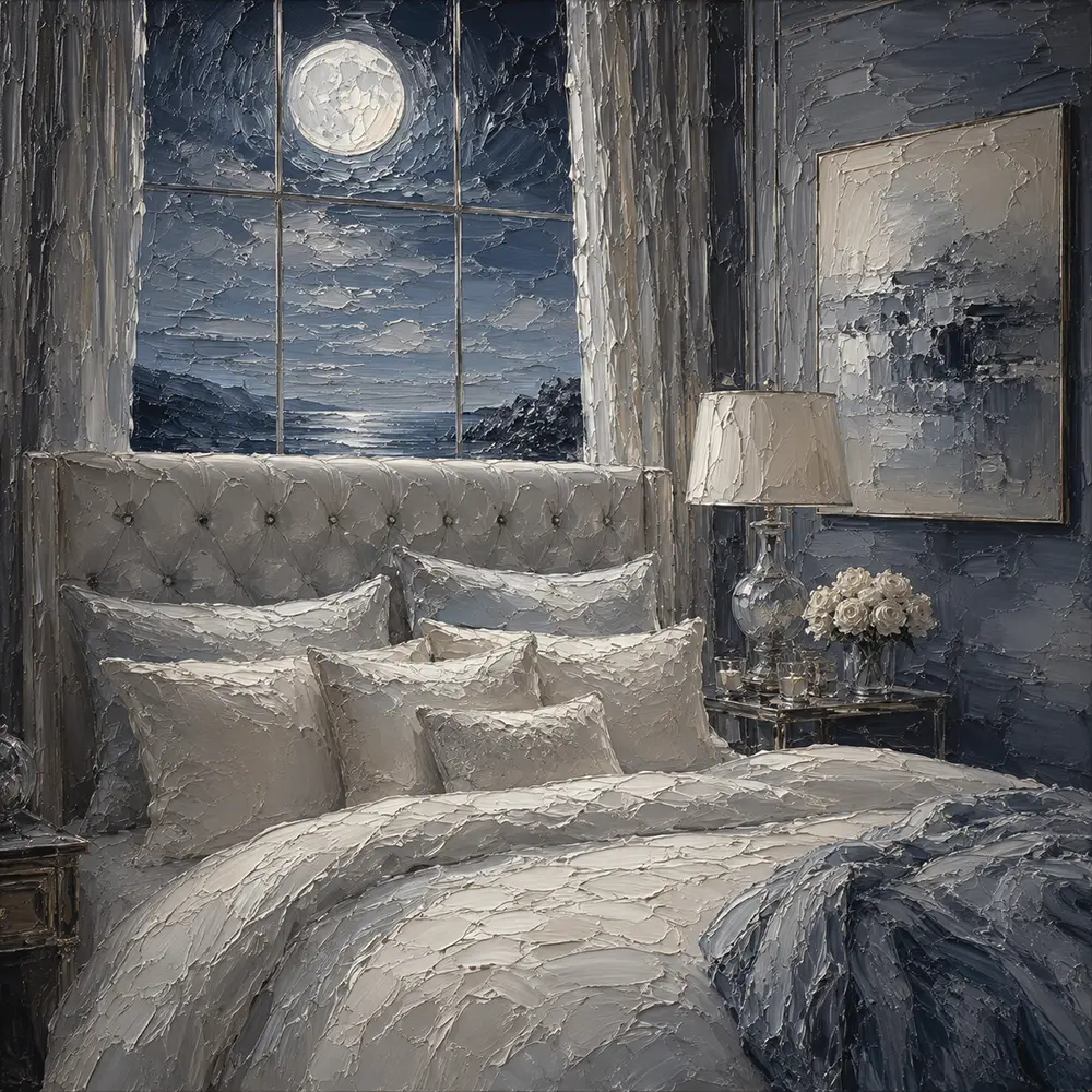 Moonlit Ocean Suite Moonlit Bedroom Wall Art Canvas Print