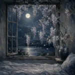 Moonlit Wisteria Window Moonlit Bedroom Wall Art Canvas Print