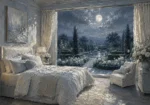 Moonlit Garden Suite Moonlit Bedroom Wall Art Canvas Print