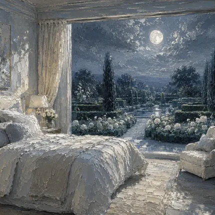 Moonlit Garden Suite Moonlit Bedroom Wall Art Canvas Print