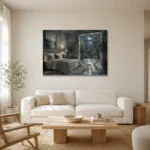 Moonlit Conservatory Suite Moonlit Bedroom Wall Art Canvas Print styled in a refined neutral interior