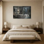 Moonlit Conservatory Suite Moonlit Bedroom Wall Art Canvas Print showcased in an elegant minimalist interior